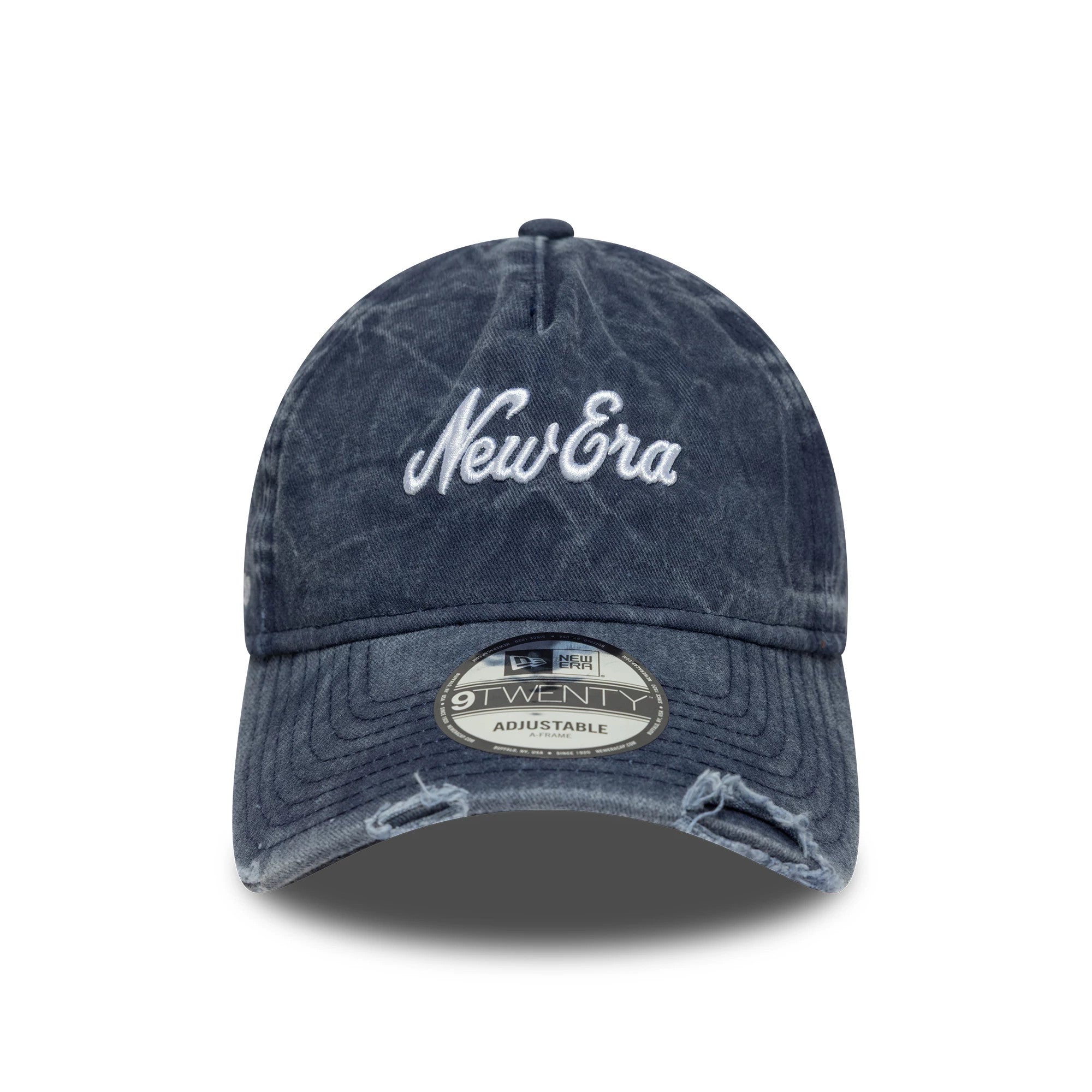 Pictured is this New Era Pigment Wash 9TWENTY A-Frame in navy. 2