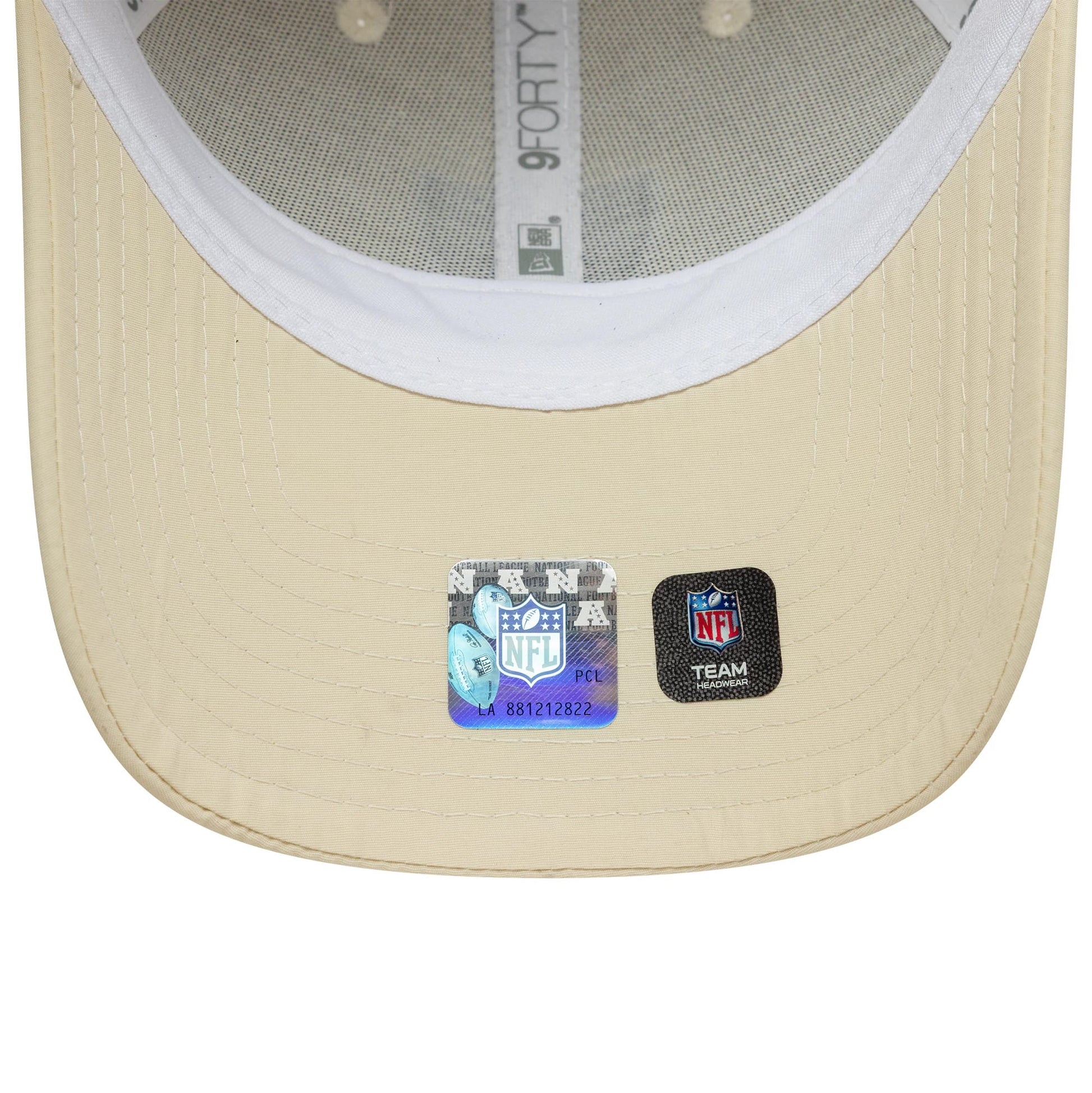 Pictured is this NFL Recycled Midi Las Vegas Raiders 9FORTY in Cream. 5