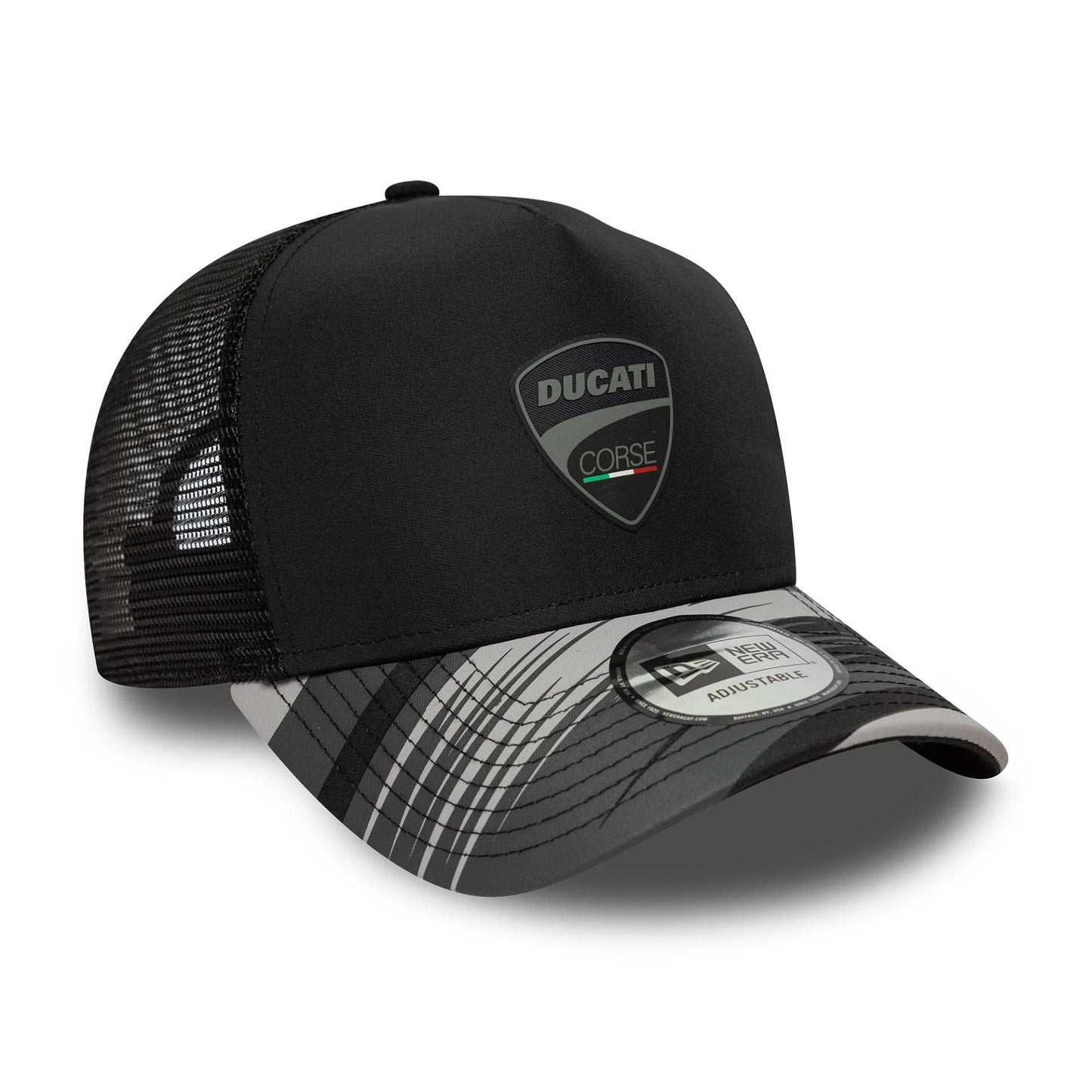 Pictured is this Ducati Motor Logo Print 9FORTY A-Frame Trucker in black. 3