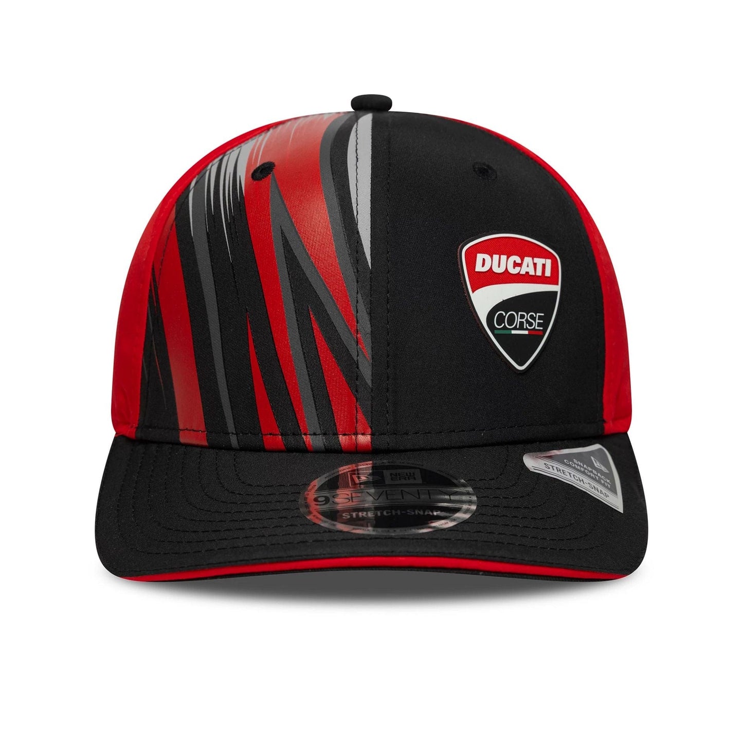 Pictured is this Ducati Motor Logo Print 9SEVENTY Stretch Snap in black. 2