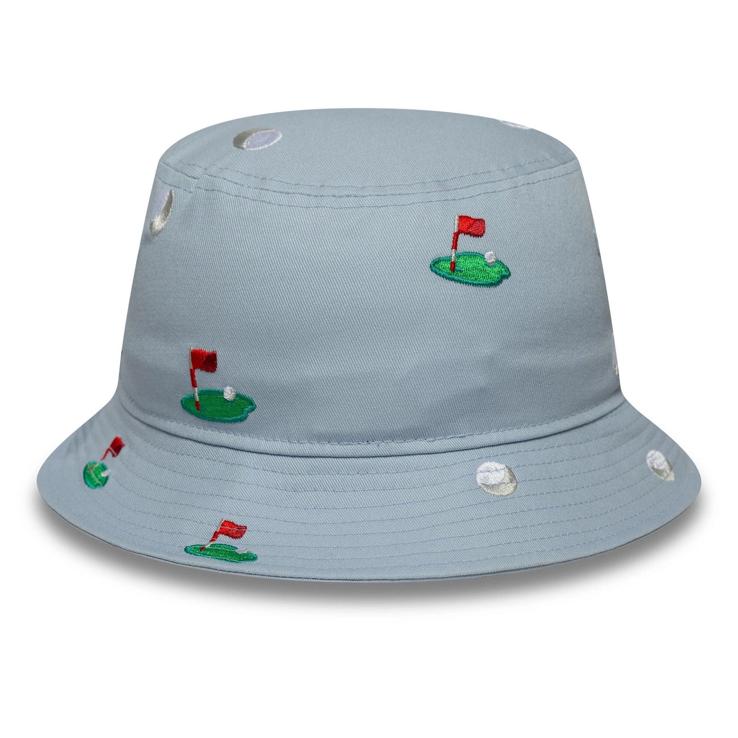Pictured is this New Era All Over Print Bucket hat in pastel blue. 4