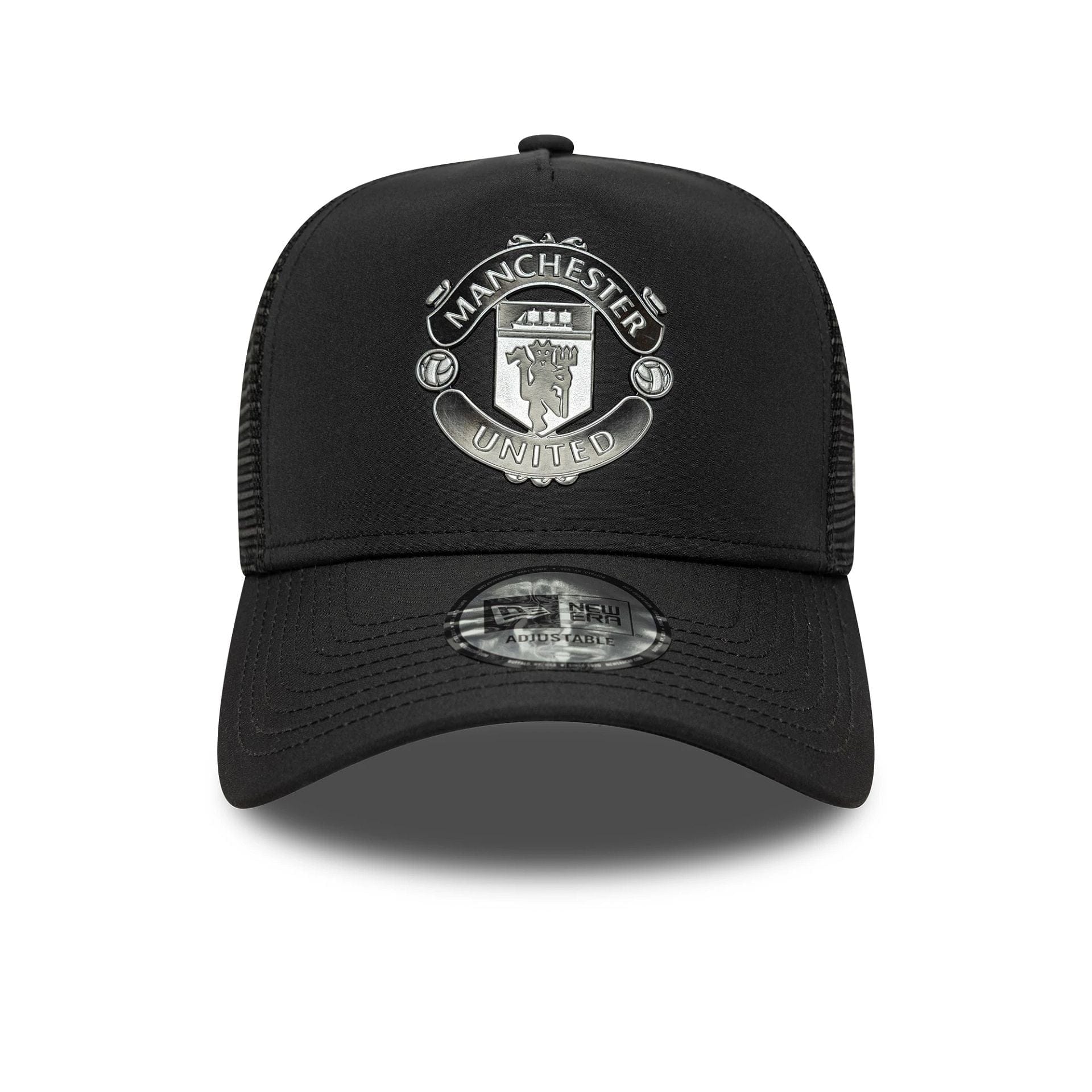 Pictured is this Manchester United FC Reflective 9FORTY A-Frame Trucker in black. 2