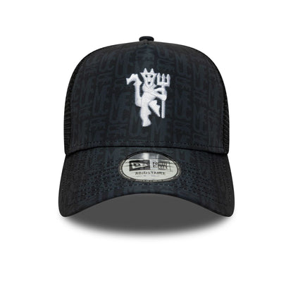 Pictured is this Manchester United FC All Over Print 9FORTY A-Frame Trucker in black. 2