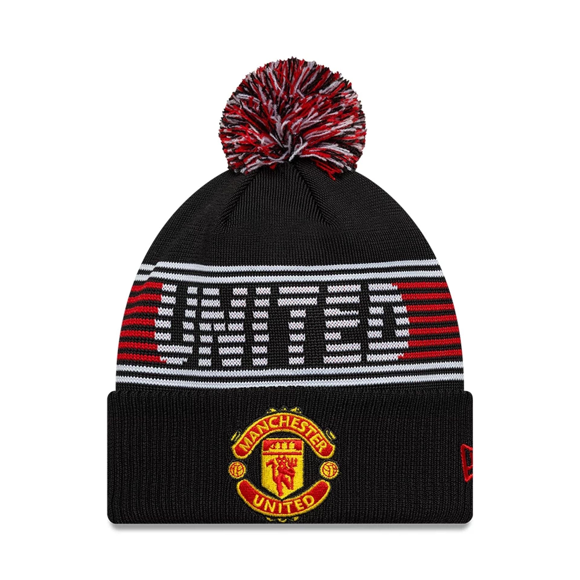 Pictured is this Manchester United FC Bobble Knit Beanie in black. 1
