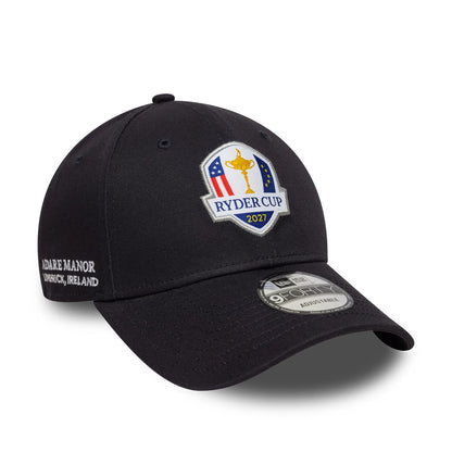 Pictured is this Adare Manor Ryder Cup Europe 2027 9FORTY cap in navy. 1