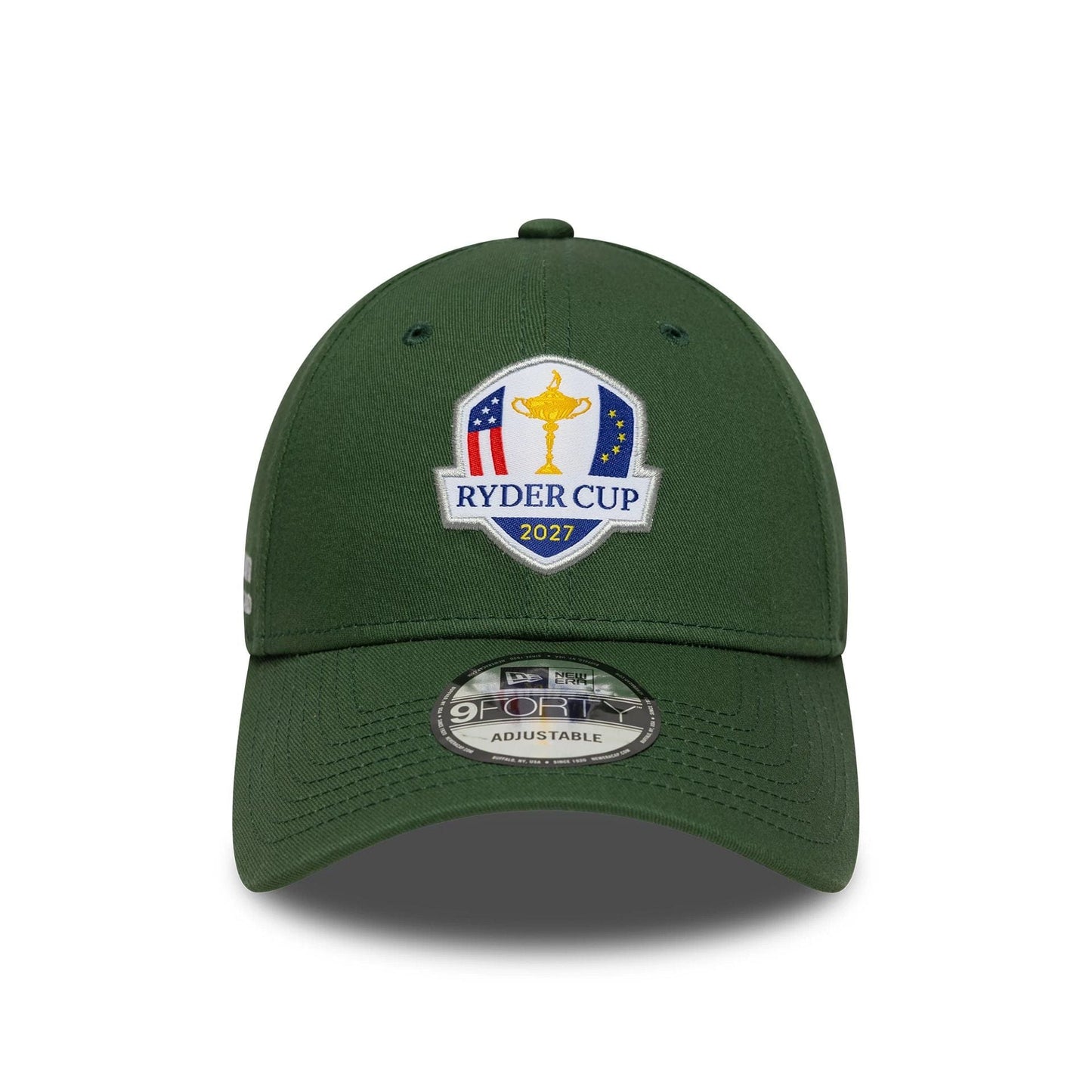 Pictured is this Adare Manor Ryder Cup Europe 2027 9FORTY cap in dark green. 2
