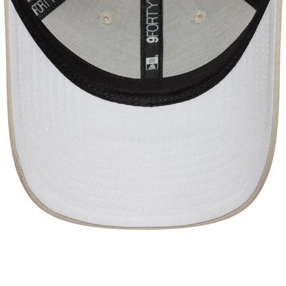 Repreve® Tottenham Hotspur FC Cream New Era 9FORTY Adjustable Cap, inside view showing the black inner sweatband, the cream undervisor, and the black 9FORTY taping along the seams.