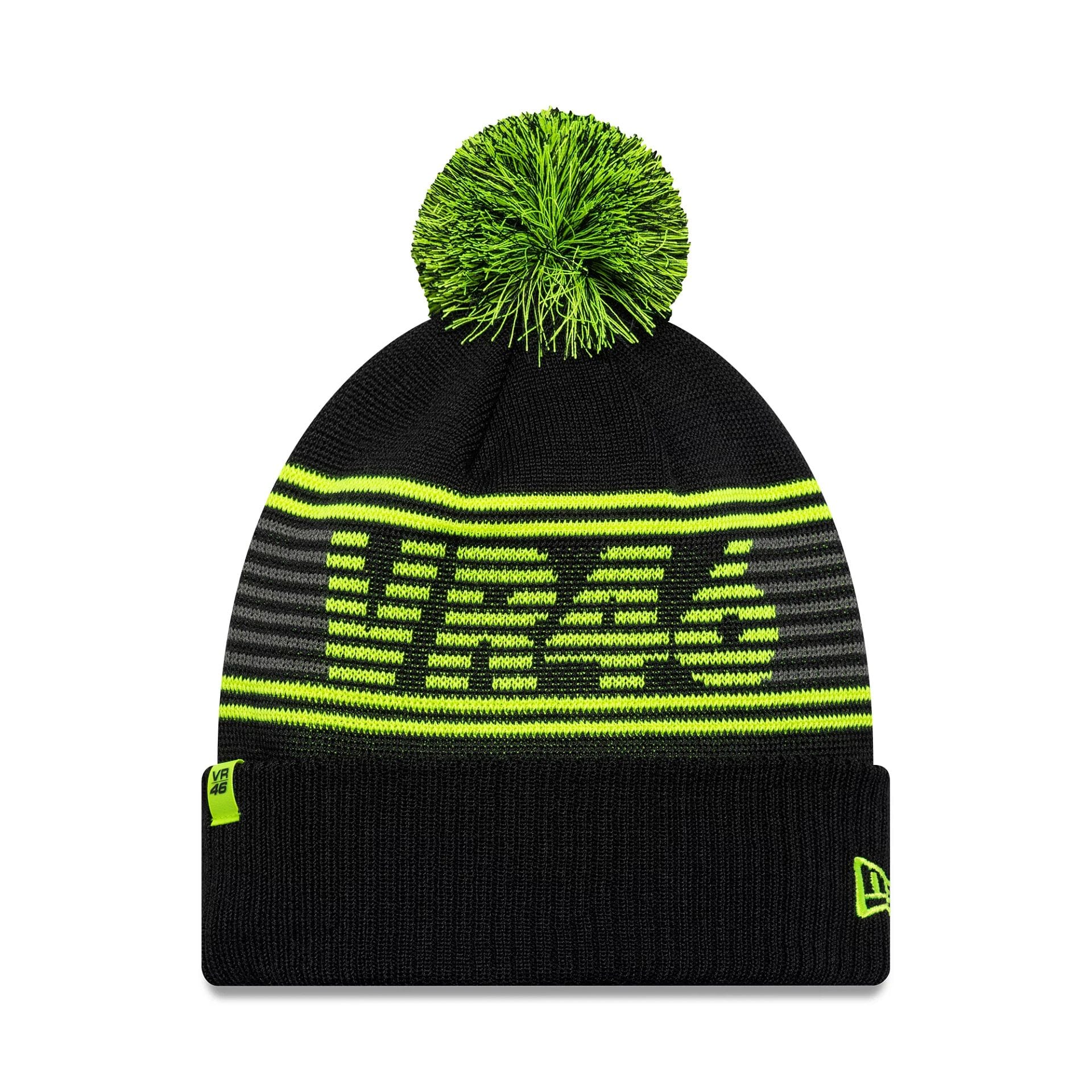 Recycled VR46 Black Bobble Knit Beanie Hat | NEC EU