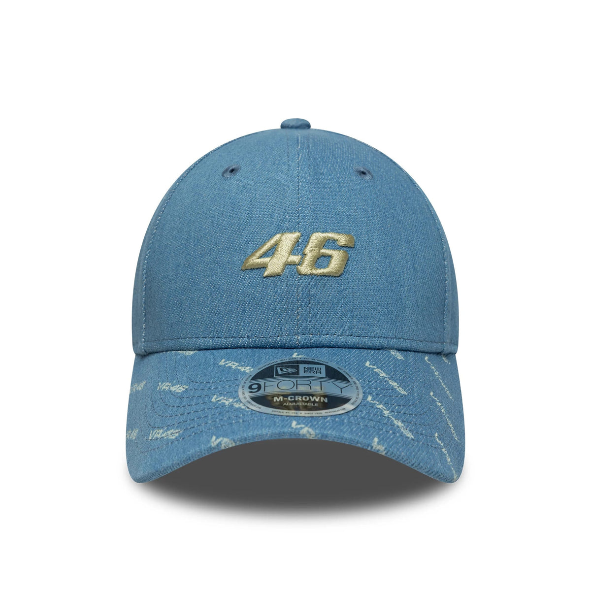 Pictured is this Denim VR46 9FORTY M-Crown in open blue. 2