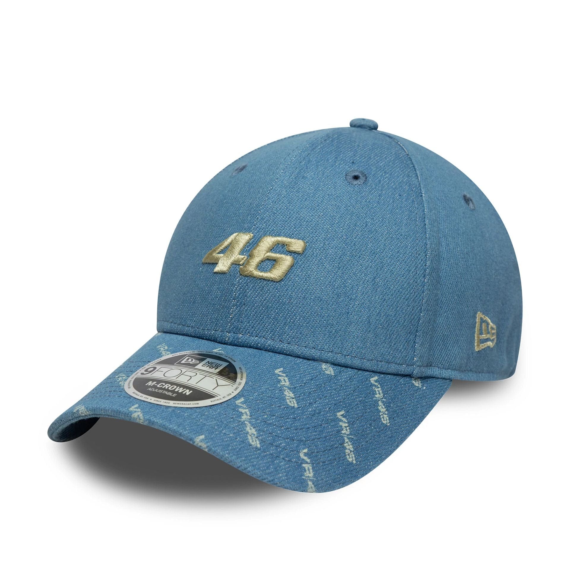 Pictured is this Denim VR46 9FORTY M-Crown in open blue. 1