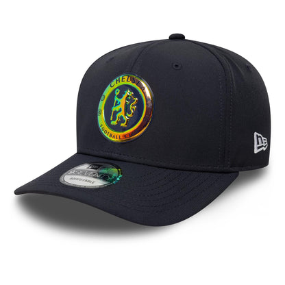 Pictured is this Chelsea FC Lion Crest Iridescent 9SEVENTY Stretch Snap in navy. 1