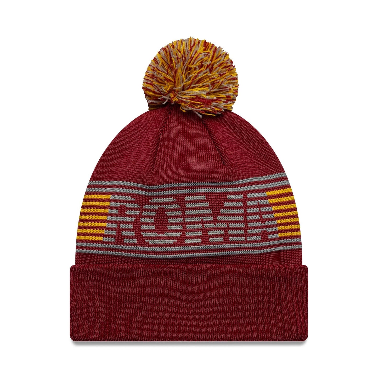 Pictured is this AS Roma Bobble Knit Beanie in dark red. 2