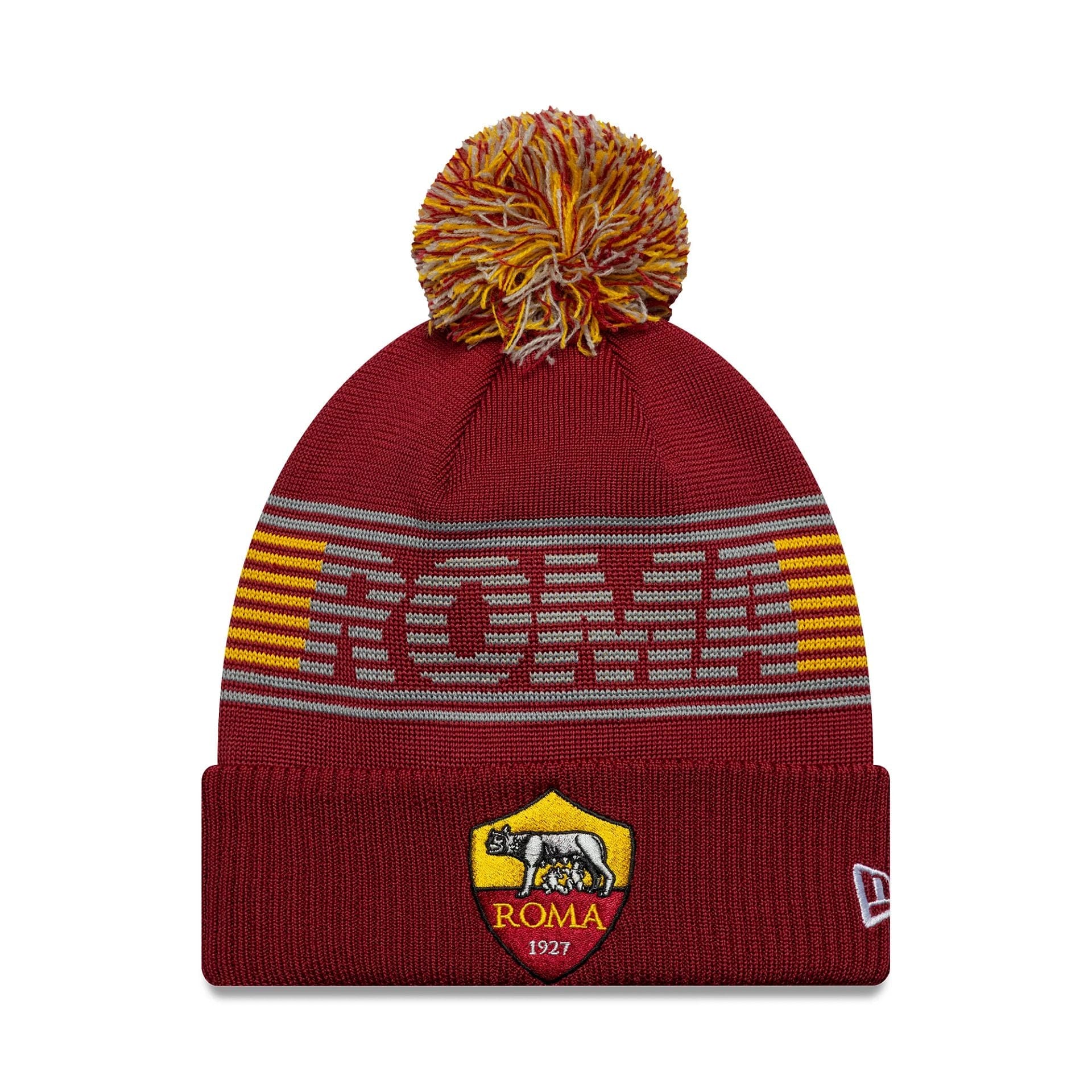 Pictured is this AS Roma Bobble Knit Beanie in dark red. 1