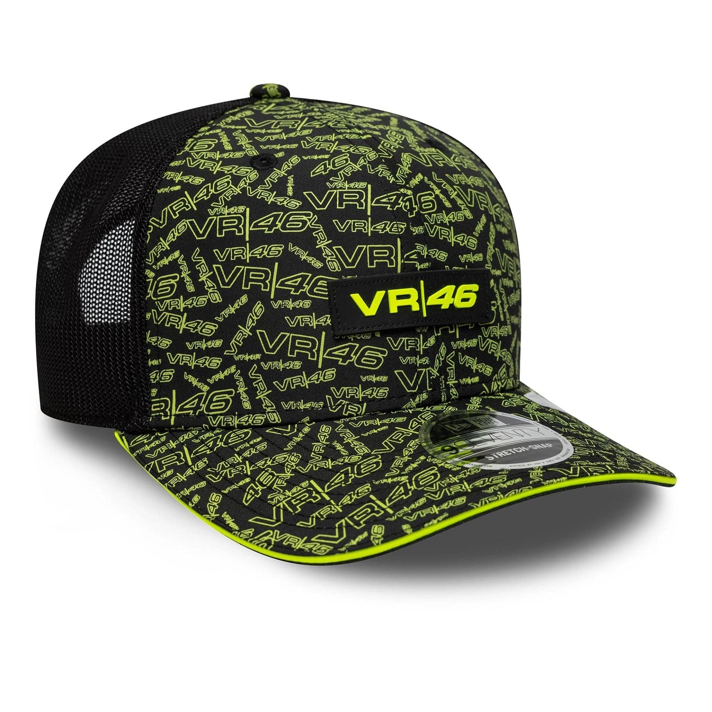 Pictured is this All Over Print VR46 9SEVENTY Stretch Snap in black. 3