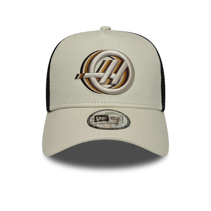 Pictured is this TGR Haas F1 9FORTY A-Frame Trucker in Cream. 2