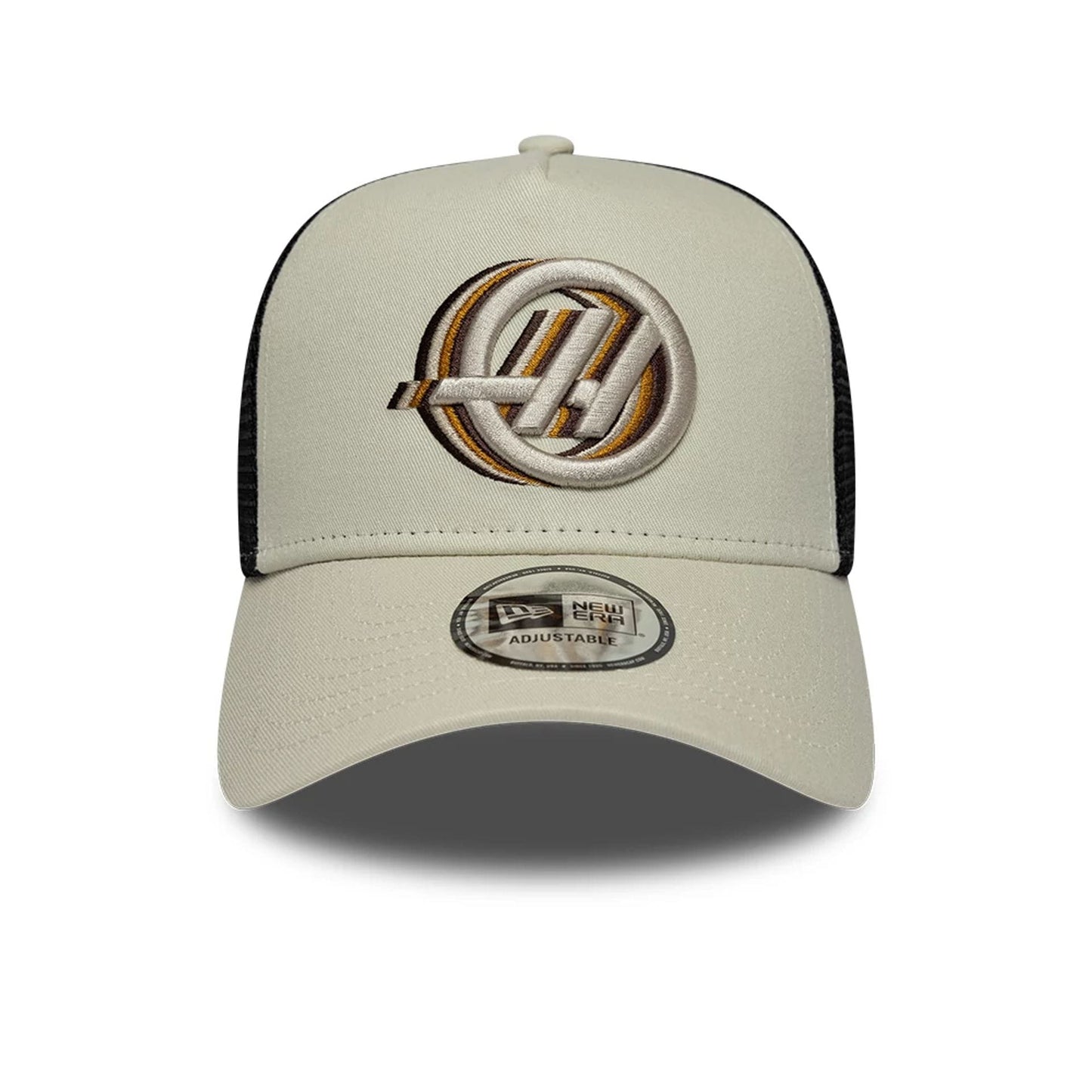 Pictured is this TGR Haas F1 9FORTY A-Frame Trucker in Cream. 2