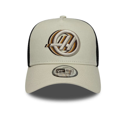 Pictured is this TGR Haas F1 9FORTY A-Frame Trucker in Cream. 2