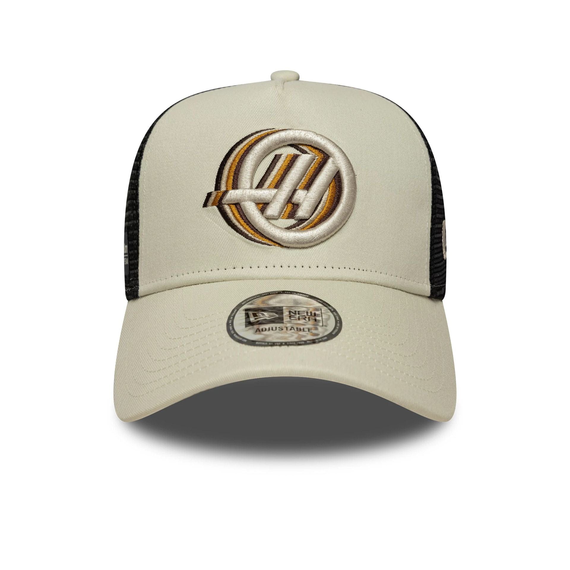 Pictured is this MoneyGram Haas F1 9FORTY A-Frame Trucker in Cream. 2