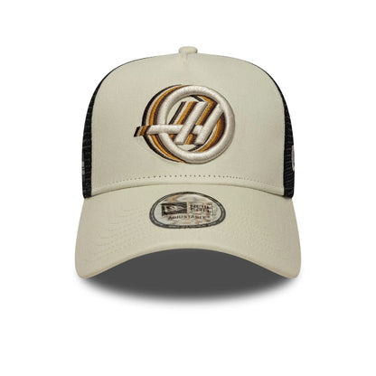 Pictured is this MoneyGram Haas F1 9FORTY A-Frame Trucker in Cream. 2