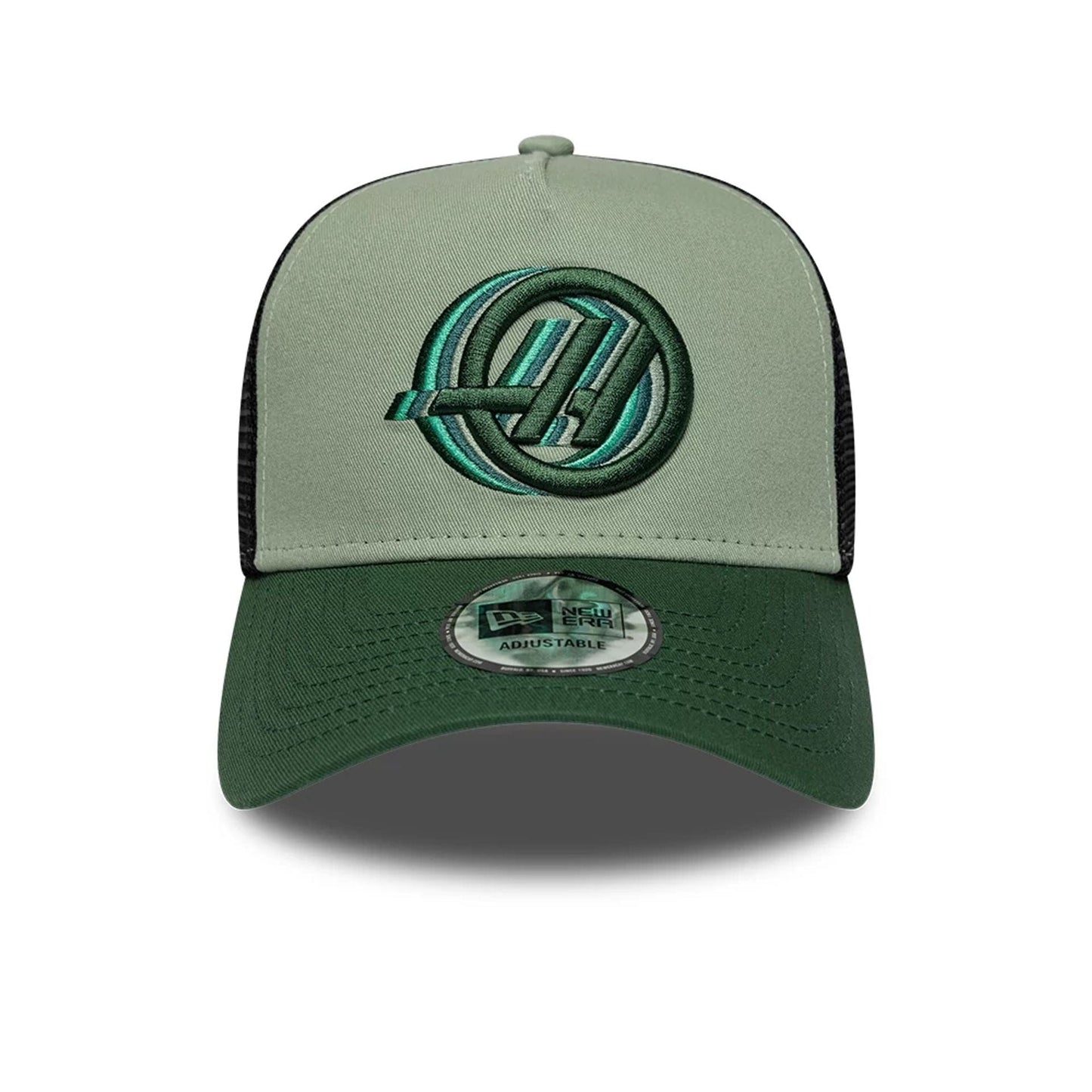 Pictured is this TGR Haas F1 9FORTY A-Frame Trucker in dark green. 2