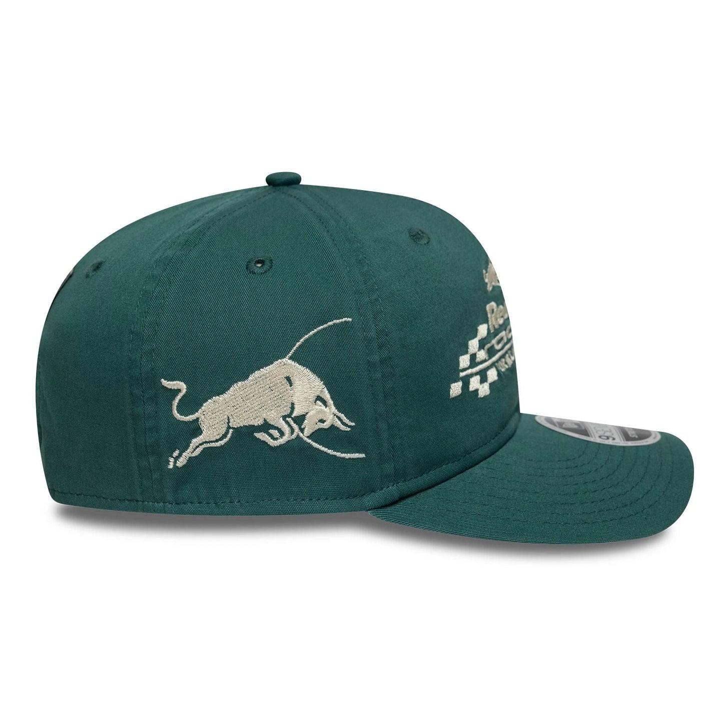 Pictured is this Washed Red Bull Racing 9SEVENTY Stretch Snap in dark green. 6