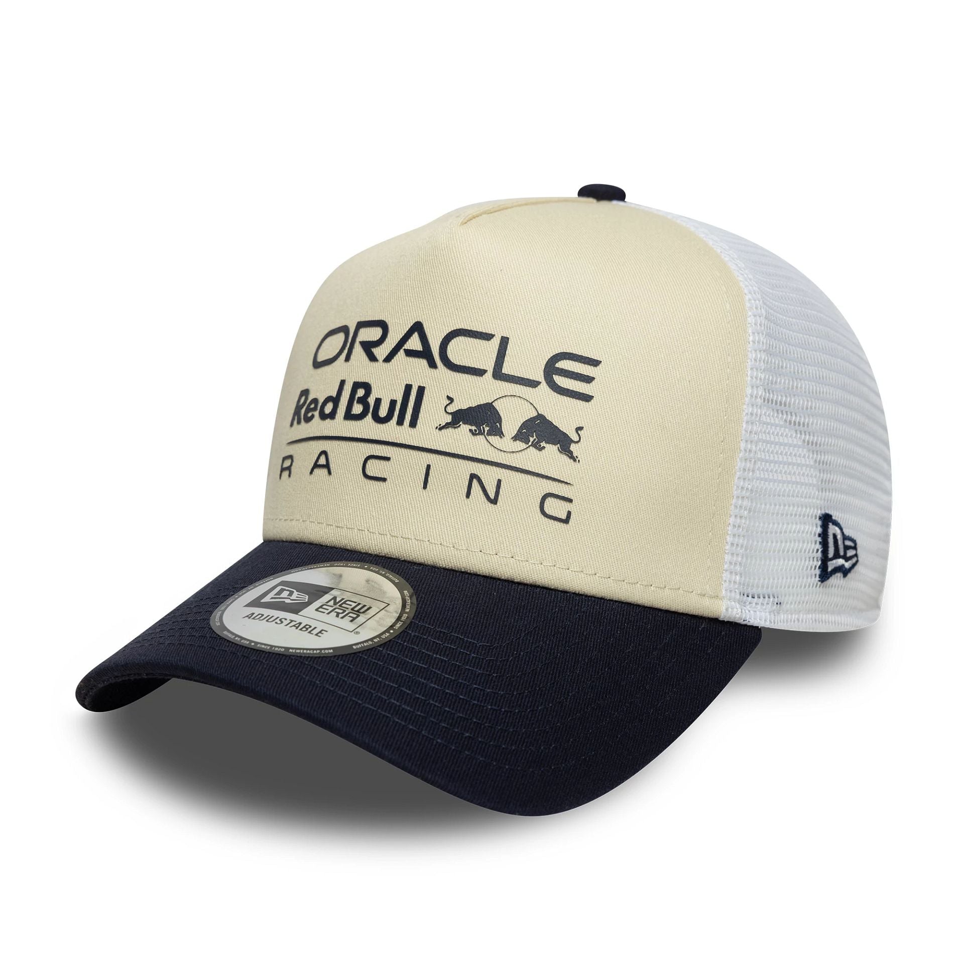 Pictured is this Red Bull Racing 9FORTY A-Frame Trucker in Cream. 1