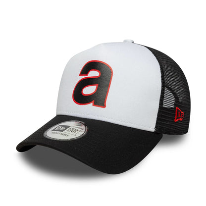 Pictured is this Aprilia Logo 9FORTY E-Frame Trucker in black. 1