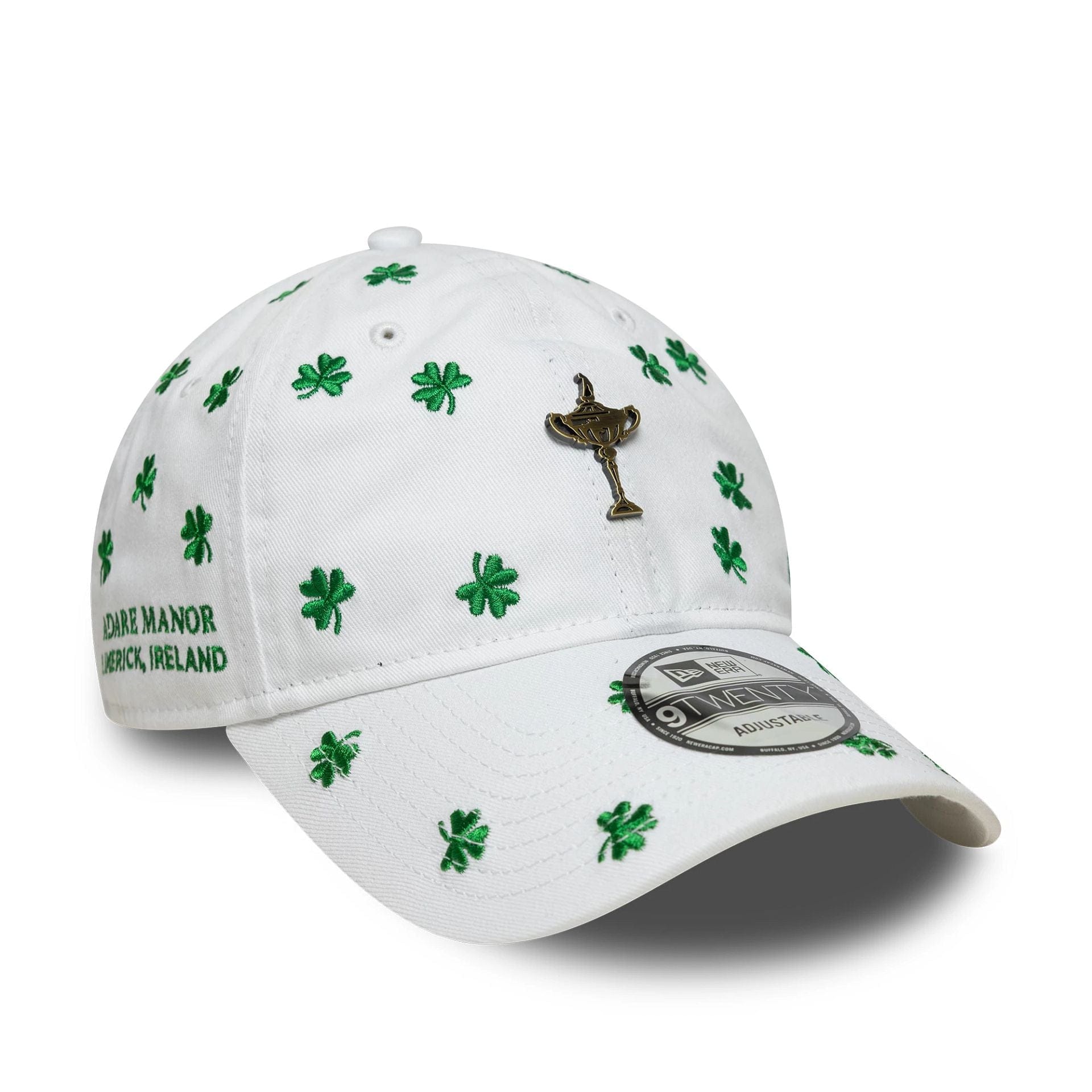 Pictured is this Shamrock Ryder Cup Europe 2027 9TWENTY cap in white. 1