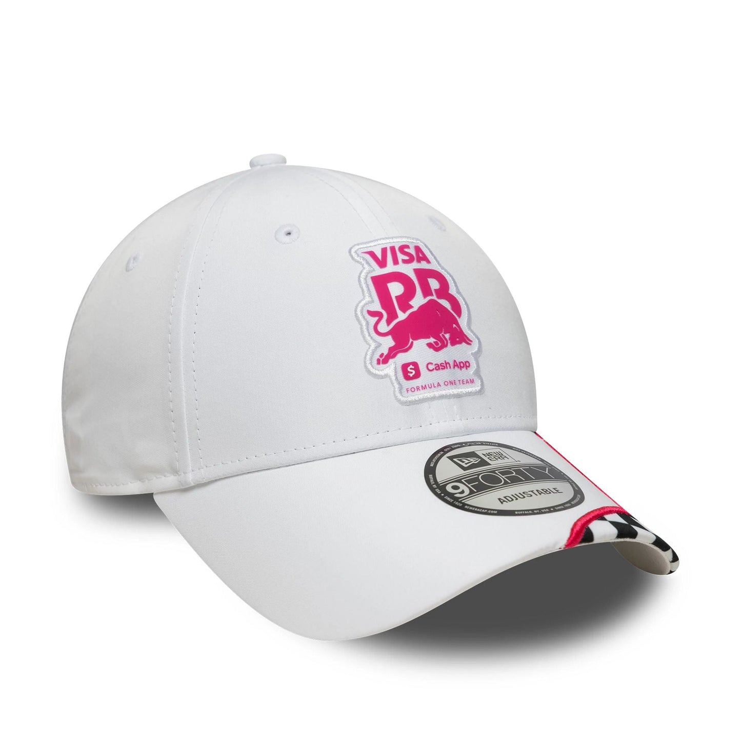 Pictured is this Checkerboard Visa Cash App Racing Bulls 9FORTY in white. 3