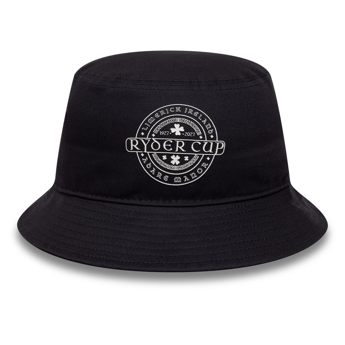 Pictured is this HD Print Ryder Cup Europe 2027 Bucket hat in navy. 2