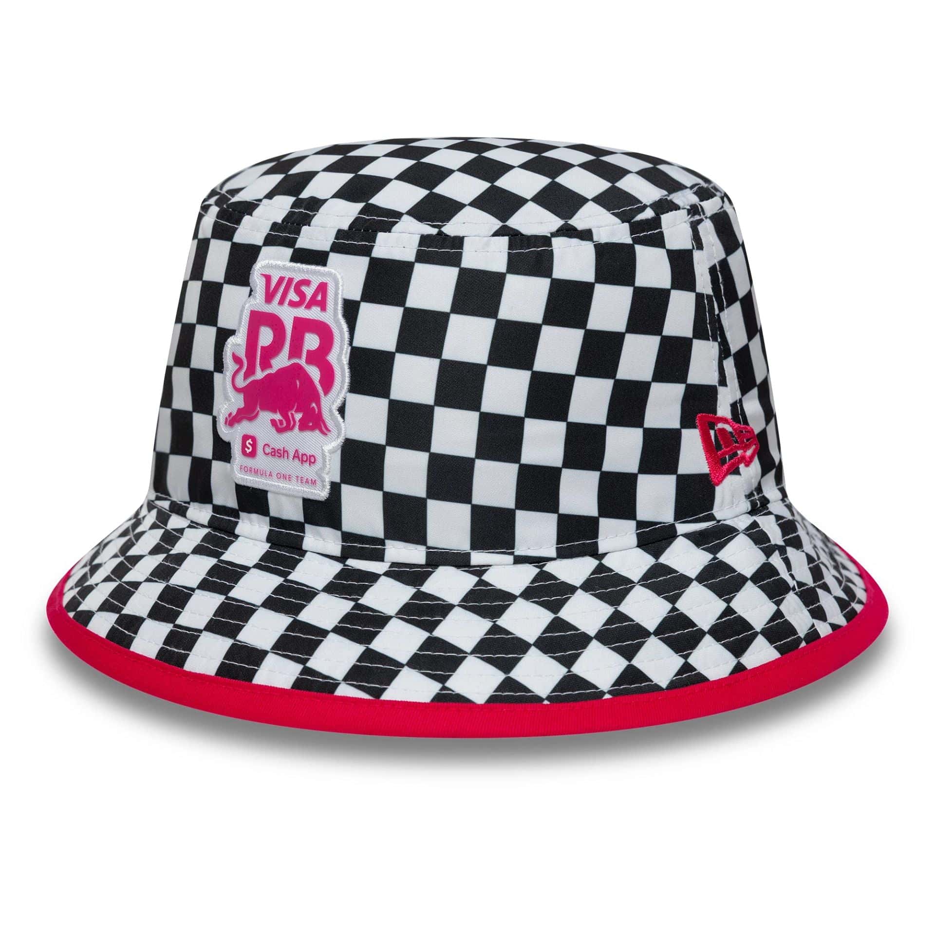 Pictured is this Checkerboard Visa Cash App Racing Bulls Bucket in white. 1