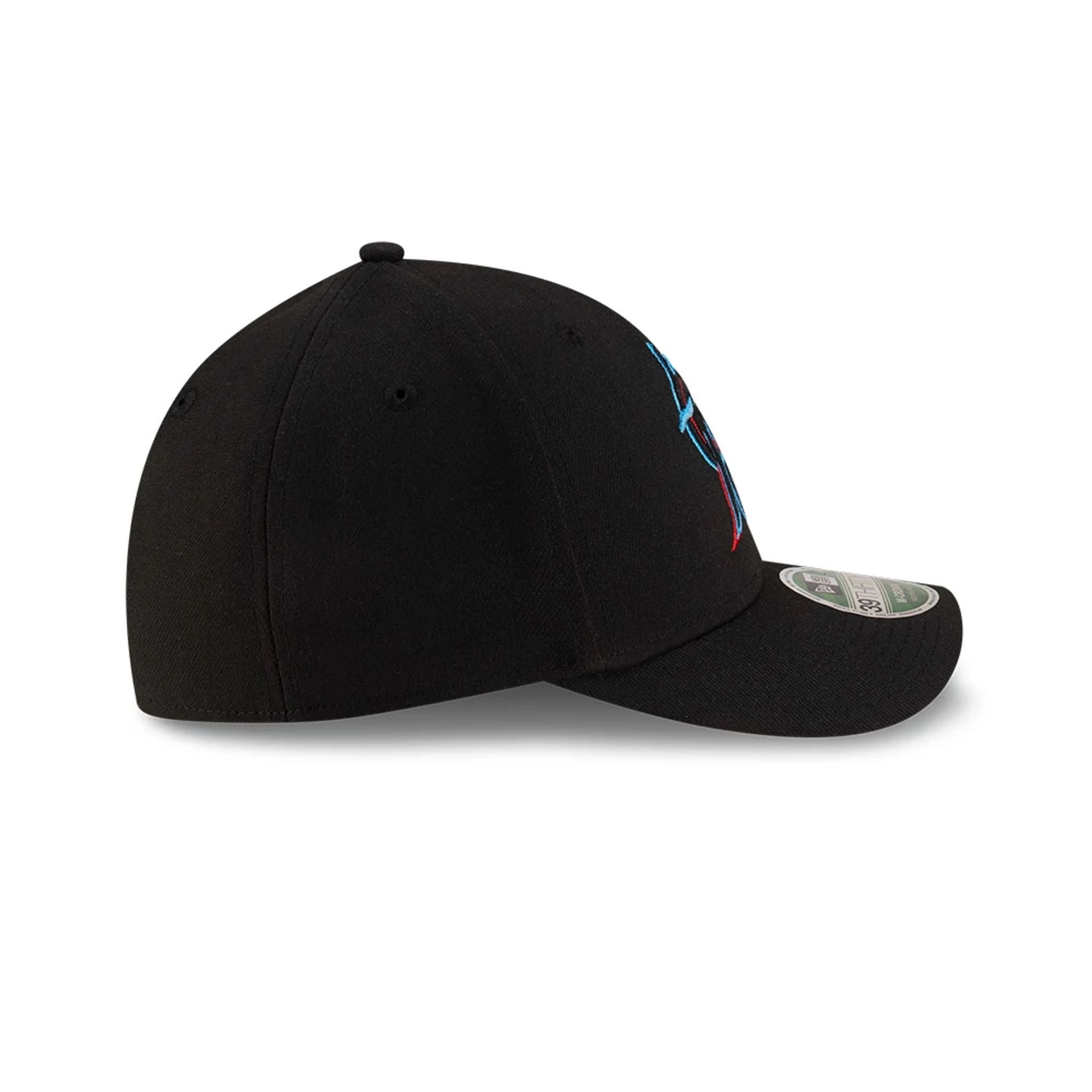 Pictured is this MLB Player Replica Miami Marlins 39THIRTY M-Crown Stretch Fit cap in black. 6