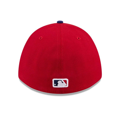 Pictured is this MLB Player Replica Philadelphia Phillies 39THIRTY M-Crown Stretch Fit cap in red. 6