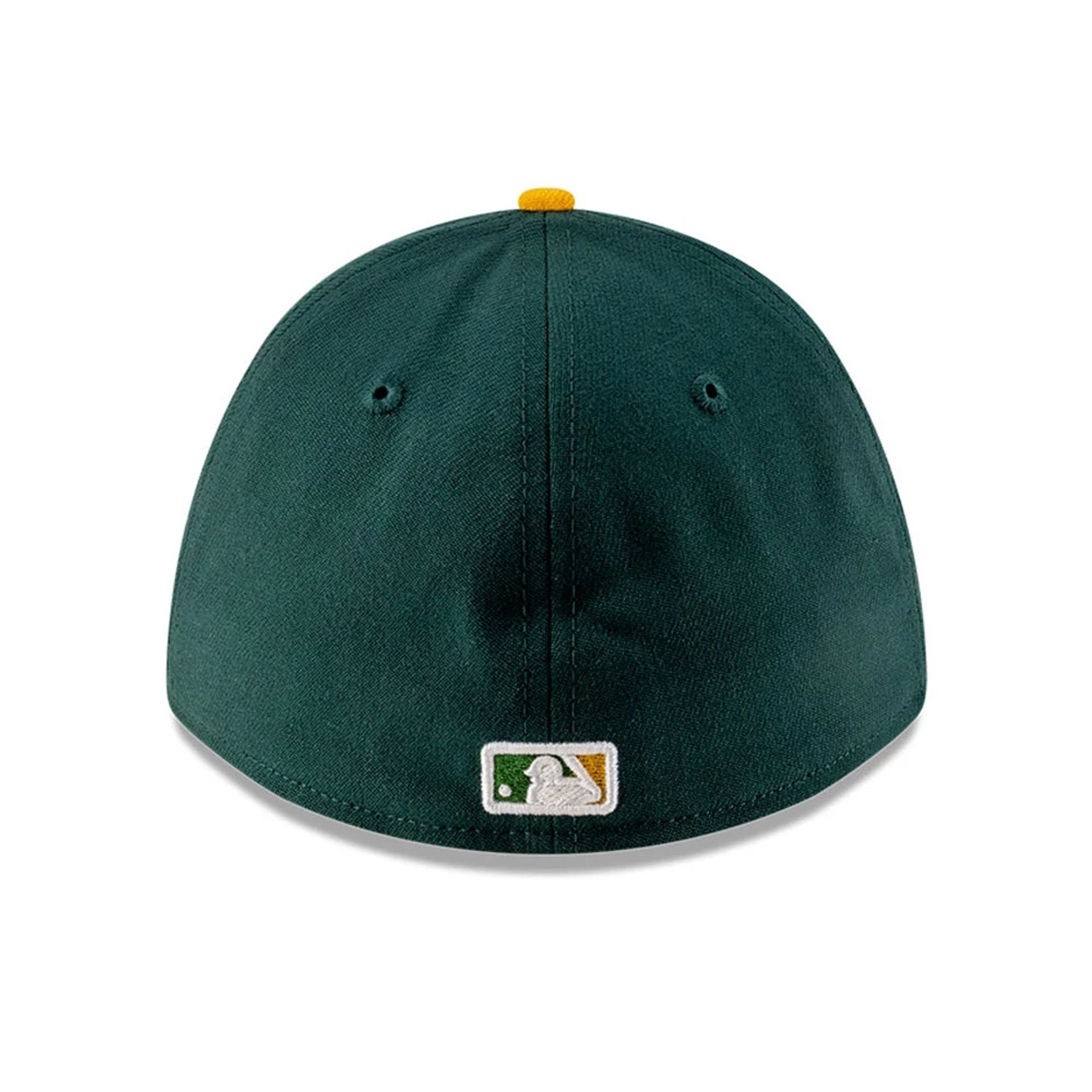 Pictured is this MLB Player Replica Athletics 39THIRTY M-Crown Stretch Fit cap in dark green. 5