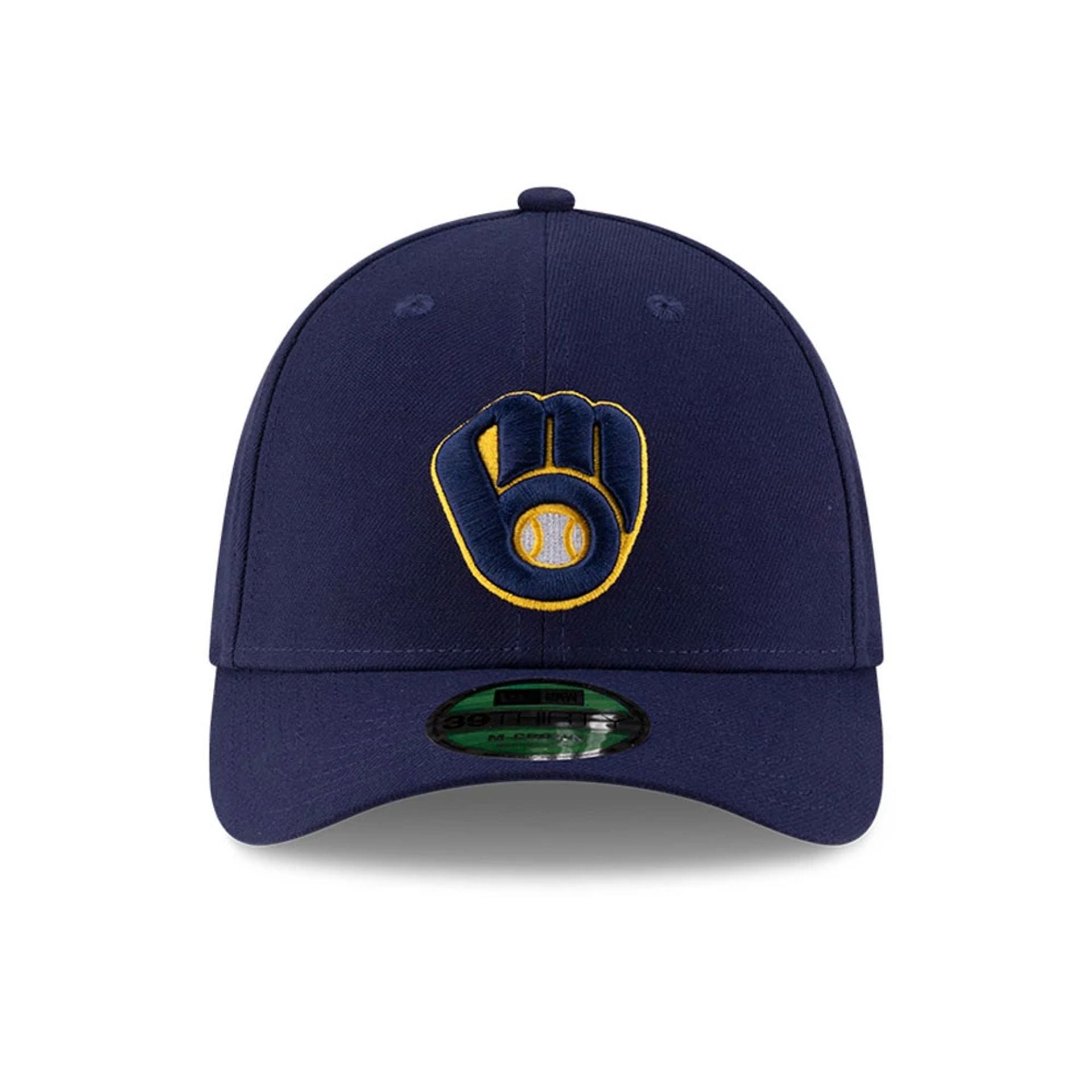 Pictured is this MLB Player Replica Milwaukee Brewers 39THIRTY M-Crown Stretch Fit cap in navy. 3