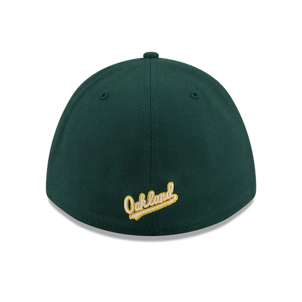 Pictured is this MLB Athletics 39THIRTY M-Crown Stretch Fit cap in dark green. 5