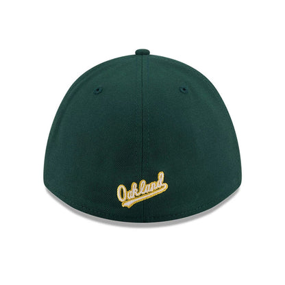 Pictured is this MLB Athletics 39THIRTY M-Crown Stretch Fit cap in dark green. 5