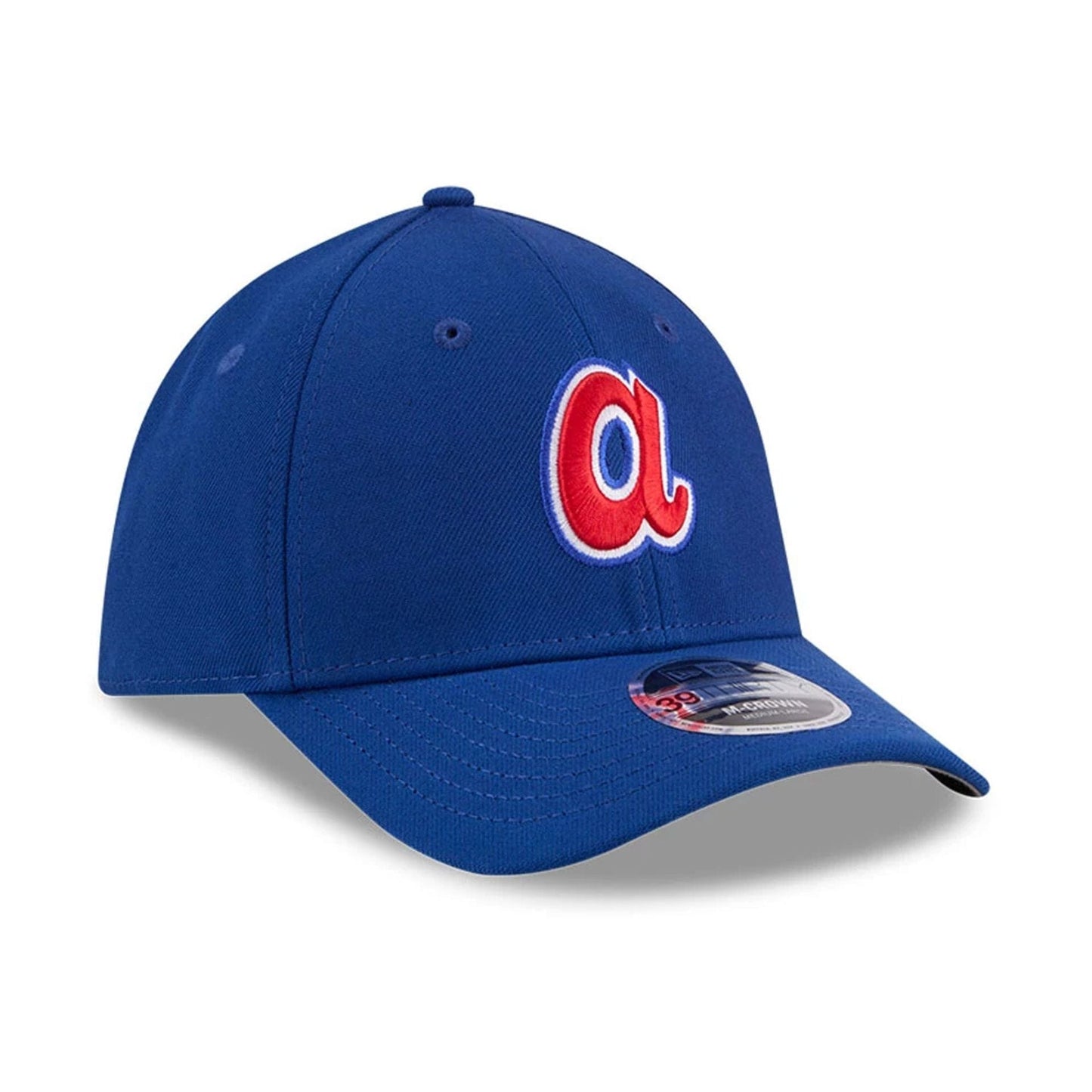 Pictured is this MLB Atlanta Braves 39THIRTY M-Crown Stretch Fit cap in blue. 4