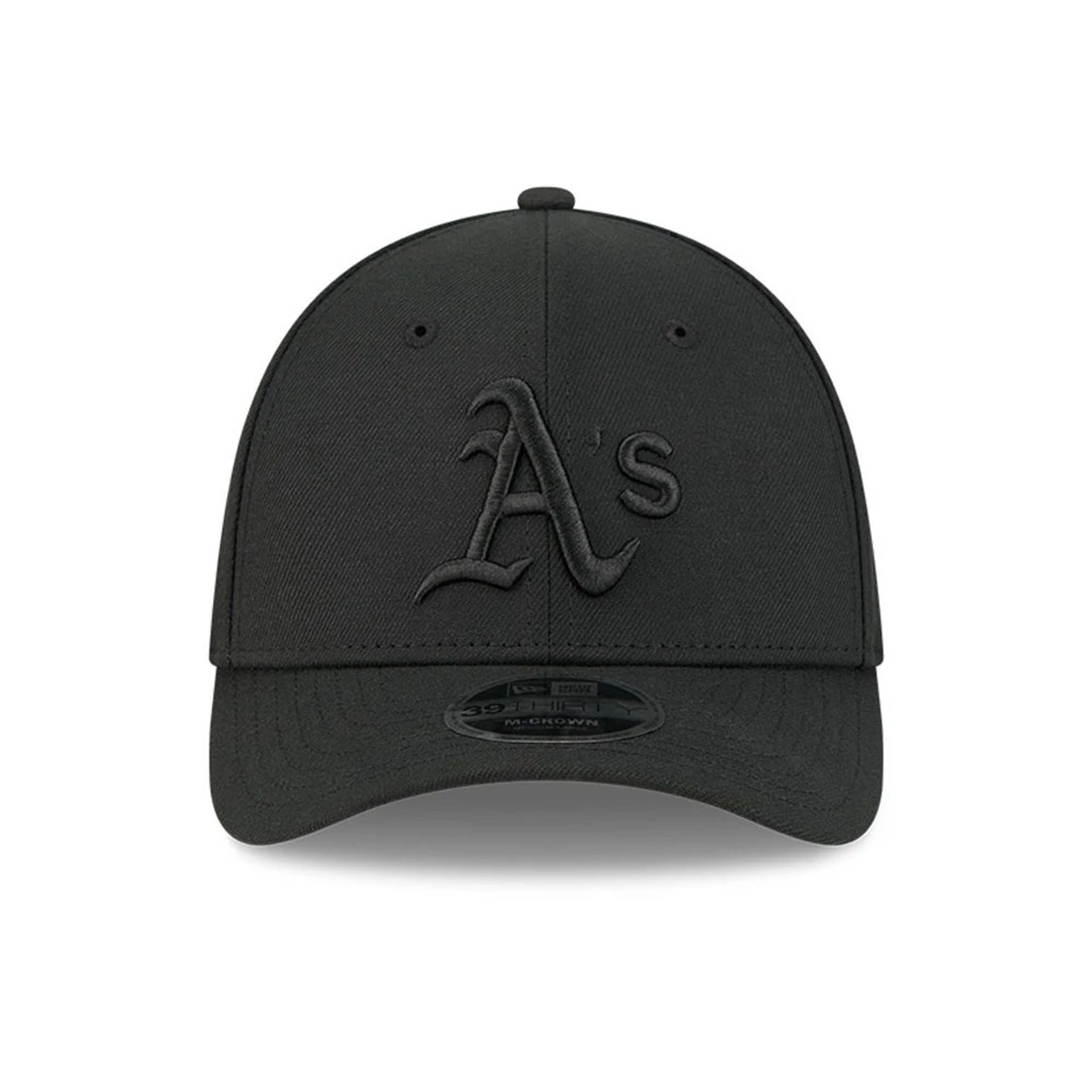 Pictured is this MLB Outline Athletics 39THIRTY M-Crown Stretch Fit cap in black. 3