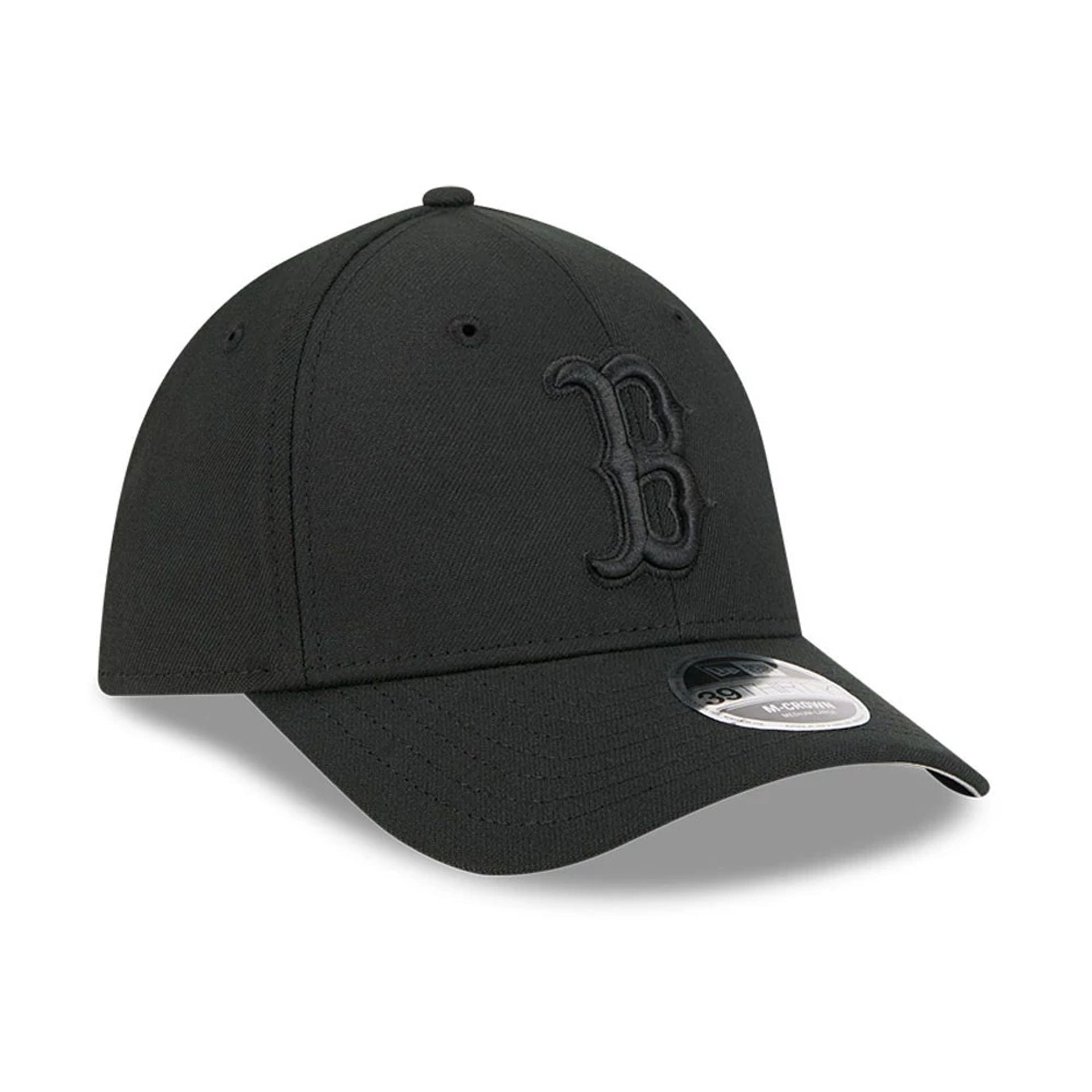 Pictured is this MLB Outline Boston Red Sox 39THIRTY M-Crown Stretch Fit cap in black. 4