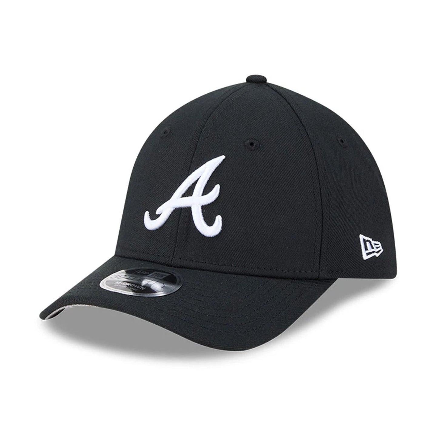 Pictured is this MLB Atlanta Braves 39THIRTY M-Crown Stretch Fit cap in black. 1