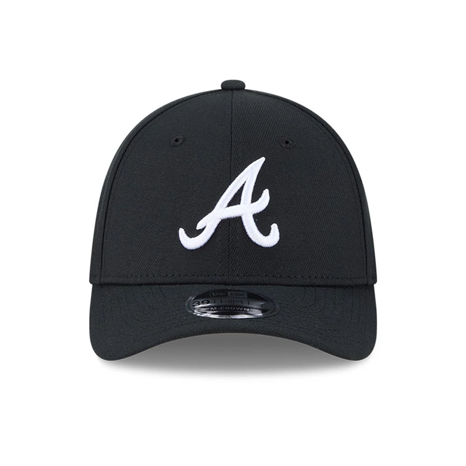 Pictured is this MLB Atlanta Braves 39THIRTY M-Crown Stretch Fit cap in black. 3