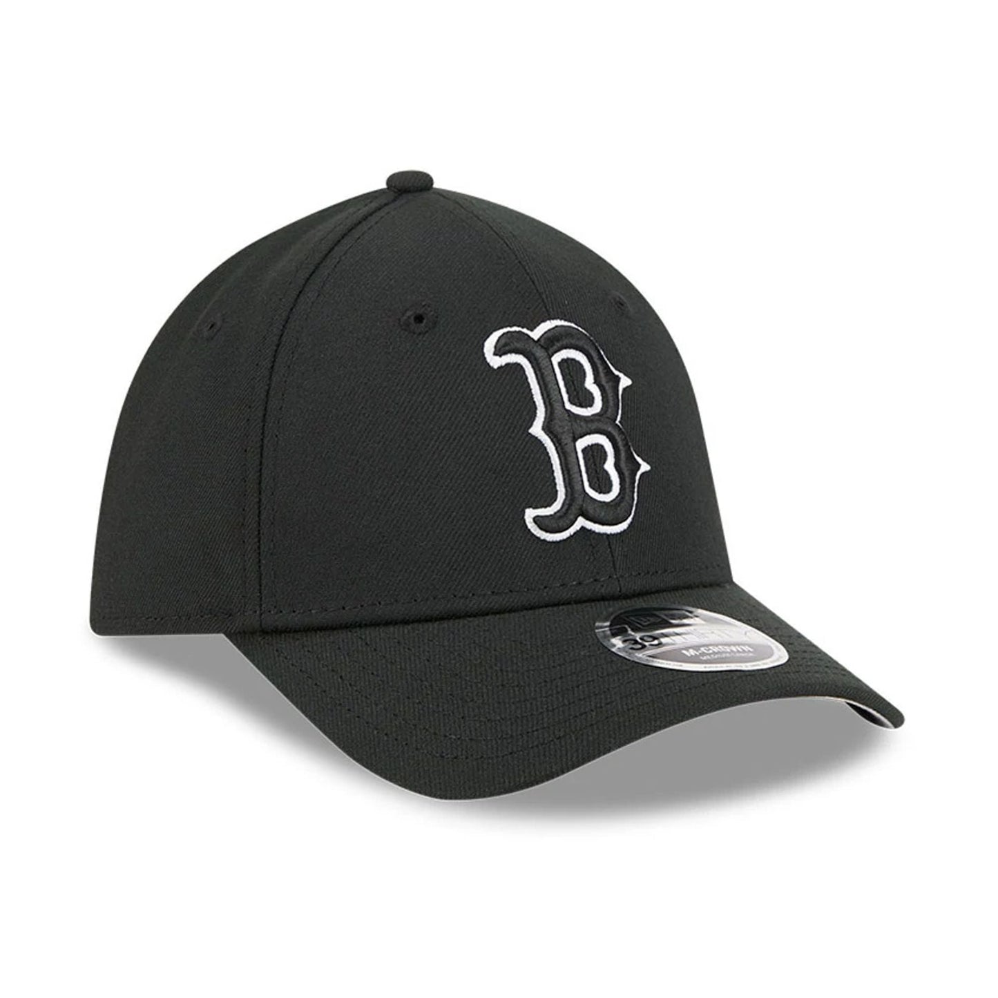 Pictured is this MLB Boston Red Sox 39THIRTY M-Crown Stretch Fit cap in black. 4