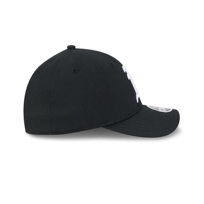 Pictured is this MLB Athletics 39THIRTY M-Crown Stretch Fit cap in black. 7