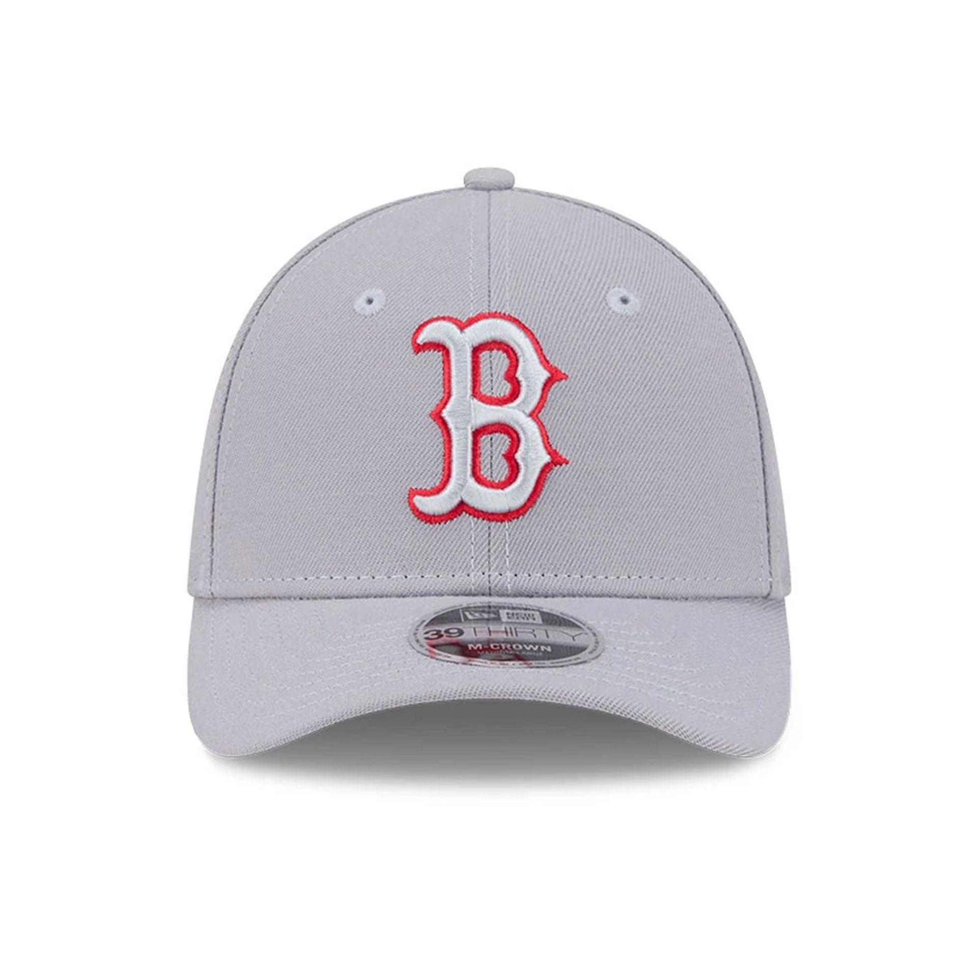 Pictured is this MLB Boston Red Sox 39THIRTY M-Crown Stretch Fit cap in grey. 2