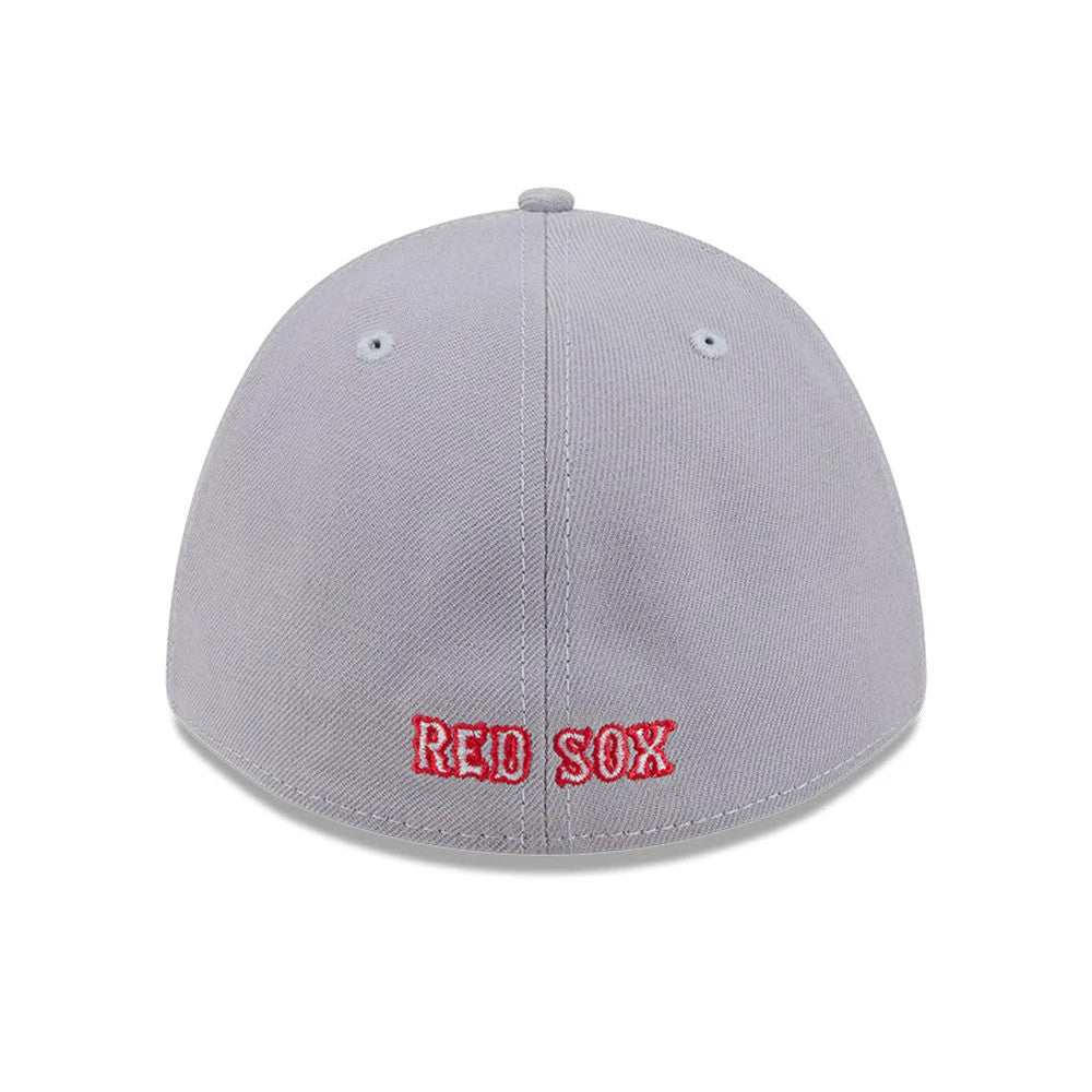 Pictured is this MLB Boston Red Sox 39THIRTY M-Crown Stretch Fit cap in grey. 4