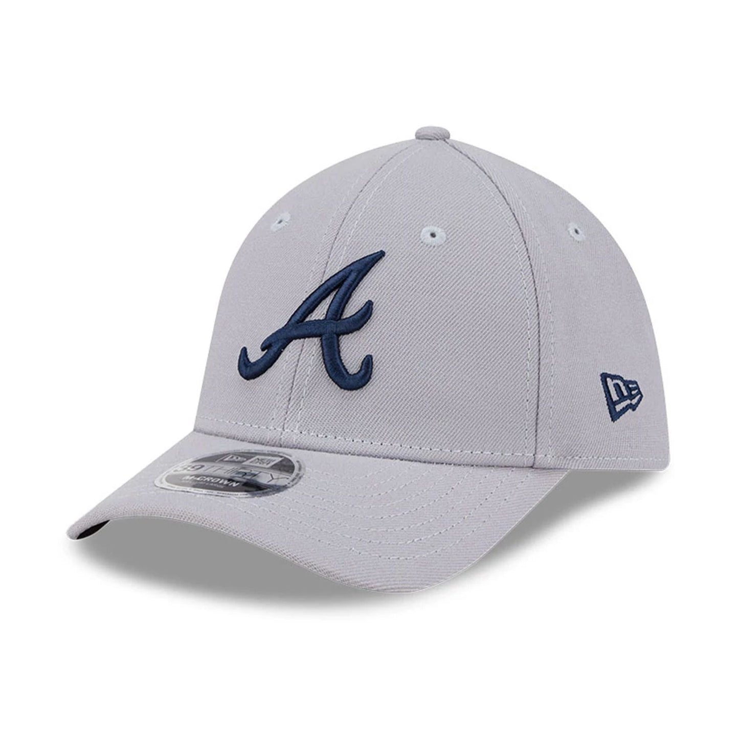 Pictured is this MLB Atlanta Braves 39THIRTY M-Crown Stretch Fit cap in grey. 1