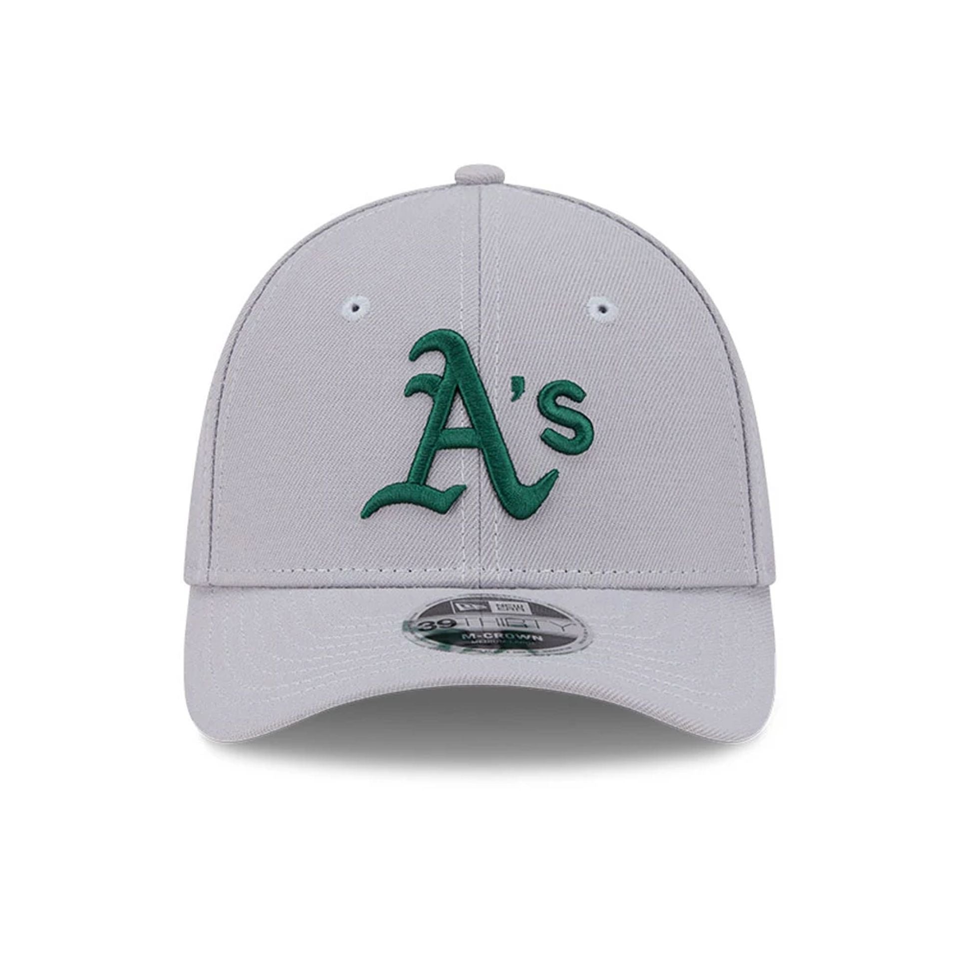 Pictured is this MLB Athletics 39THIRTY M-Crown Stretch Fit cap in grey. 2