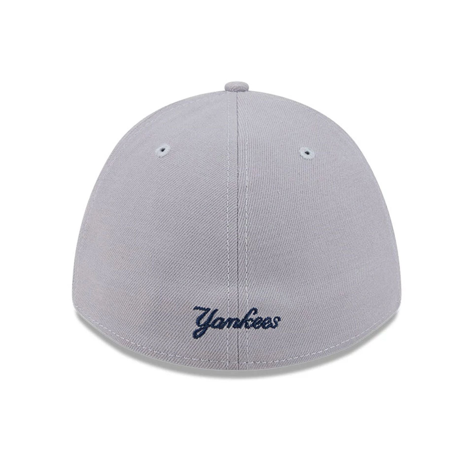 Pictured is this MLB New York Yankees 39THIRTY M-Crown Stretch Fit cap in grey. 4