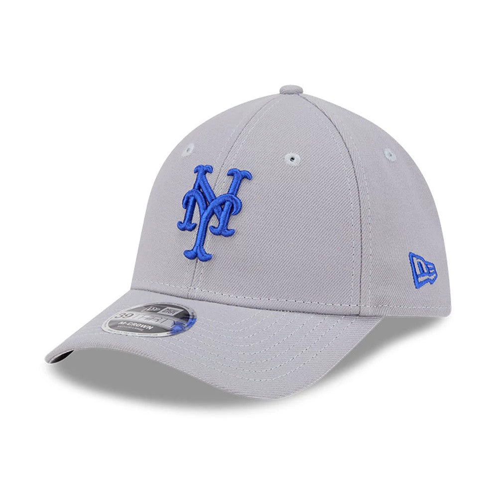 Pictured is this MLB New York Mets 39THIRTY M-Crown Stretch Fit cap in grey. 1